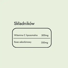 Vital C – tabela składników: witamina C liposomalna 500mg, kwas askorbinowy 350mg