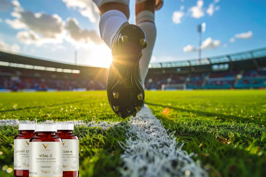  Sportowiec chodzący i 3 butelki suplementów diety