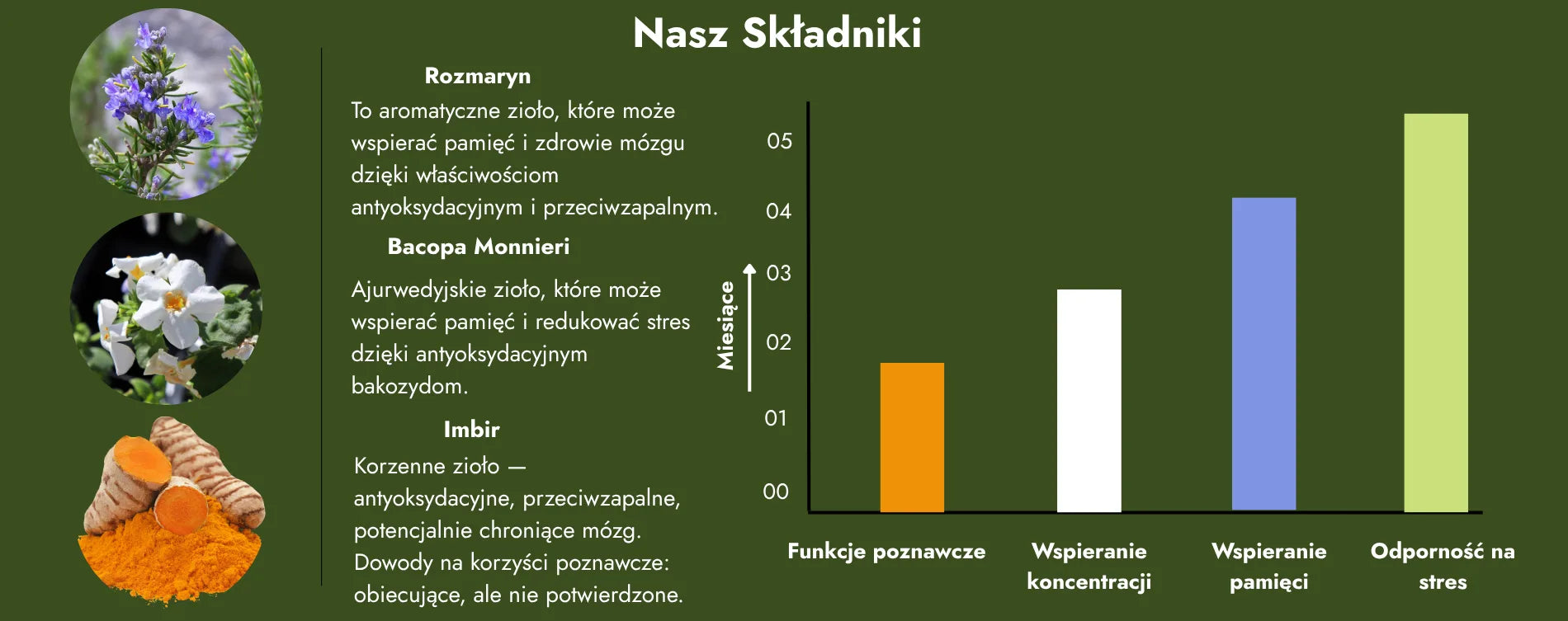 Ekstrakt z rozmarynu, ekstrakt z bakopy drobnolistnej (Bacopa monnieri), ekstrakt z imbiru