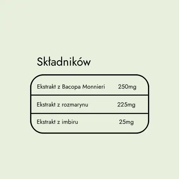 Brain-X składniki – Bacopa monnieri, rozmaryn i imbir