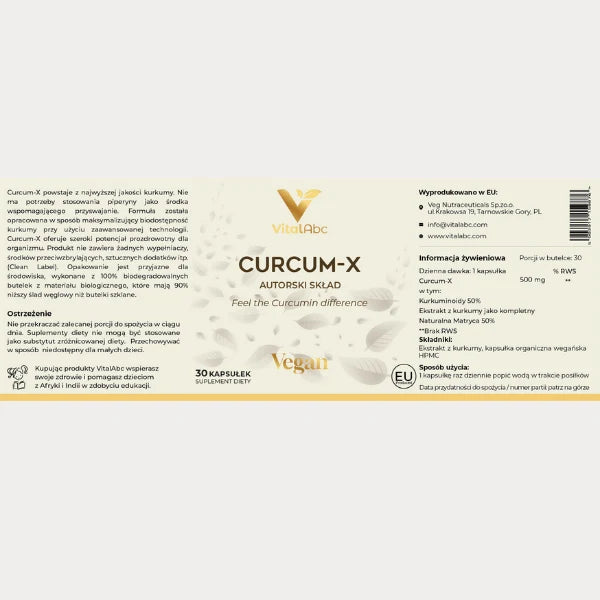 Curcum-X wegański suplement diety Etykieta Główna