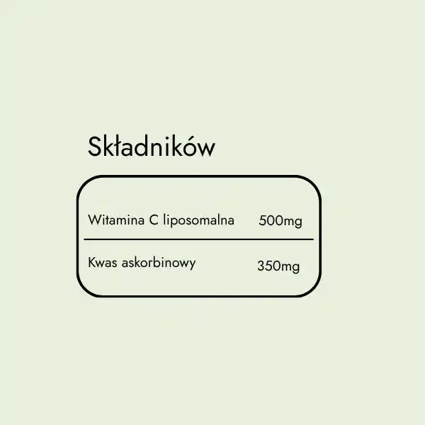 Vital C – tabela składników: witamina C liposomalna 500mg, kwas askorbinowy 350mg
